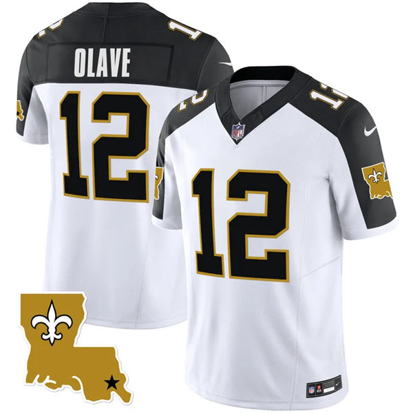 Mens New Orleans Saints #12 Chris Olave White/Black 2023 FUSE 1987 Legacy Vapor Stitched Jersey