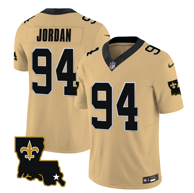 Mens New Orleans Saints #94 Cameron Jordan Gold 2023 FUSE 1987 Legacy Vapor Stitched Jersey