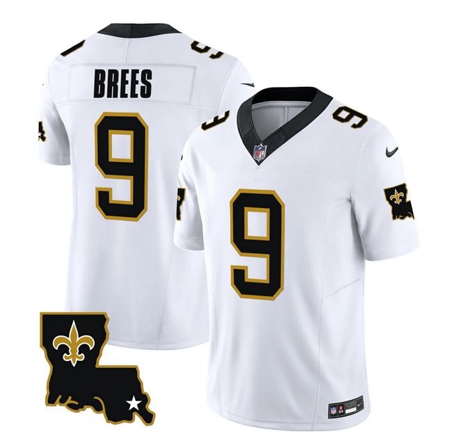 Mens New Orleans Saints #9 Drew Brees White 2023 FUSE 1987 Legacy Vapor Stitched Jersey