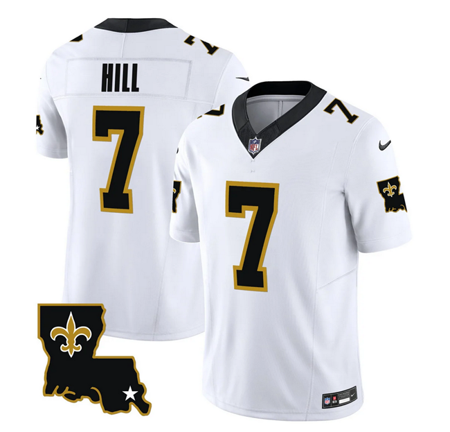 Mens New Orleans Saints #7 Taysom Hill White 2023 FUSE 1987 Legacy Vapor Stitched Jersey