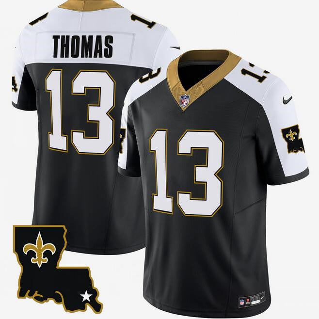 Mens New Orleans Saints #13 Michael Thomas Black White 2023 FUSE 1987 Legacy Vapor Stitched Jersey