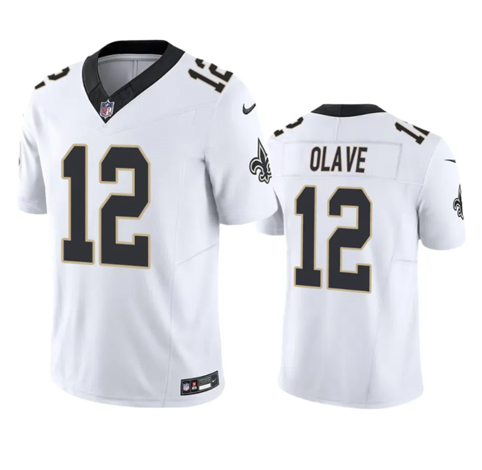 Mens New Orleans Saints #12 Chris Olave White 2023 FUSE Vapor Untouchable Limited Stitched Jersey
