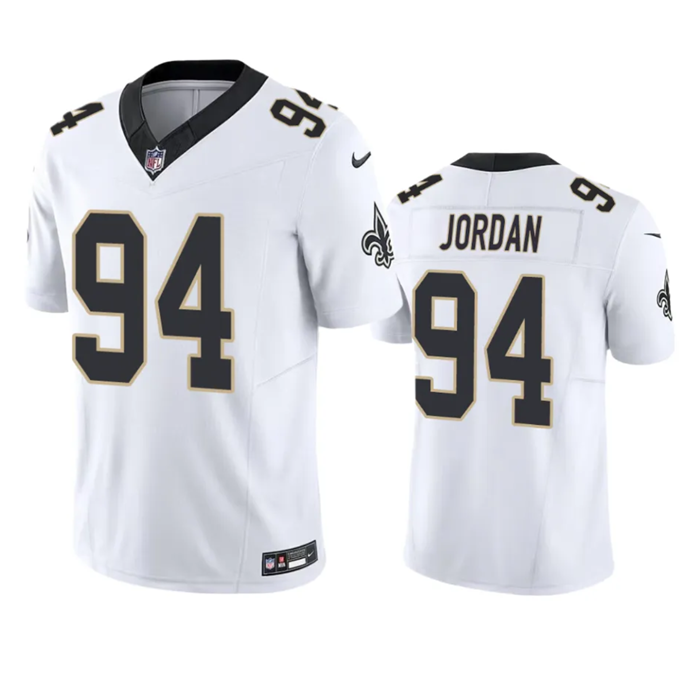 Mens New Orleans Saints #94 Cameron Jordan White 2023 FUSE Vapor Untouchable Limited Stitched Jersey