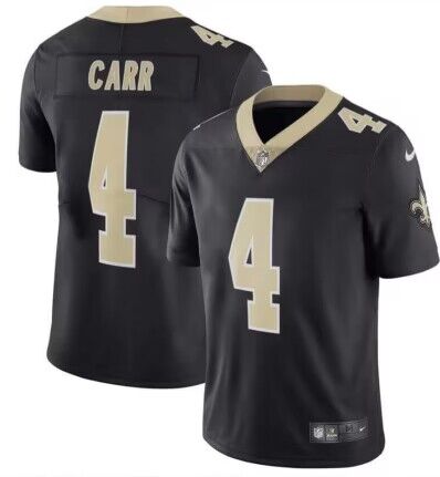 Mens New Orleans Saints #4 Derek Carr Black Vapor Limited Stitched Jersey
