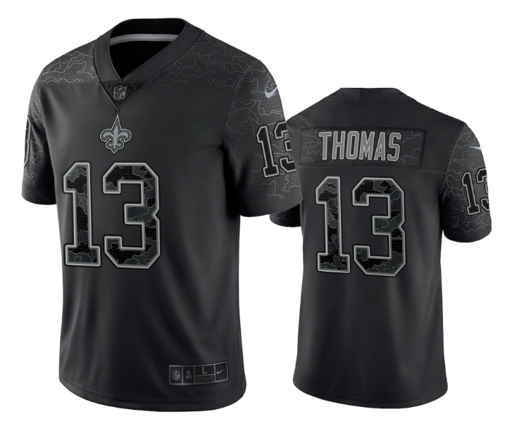 Mens New Orleans Saints #13 Michael Thomas Black Reflective Limited Stitched Football Jersey