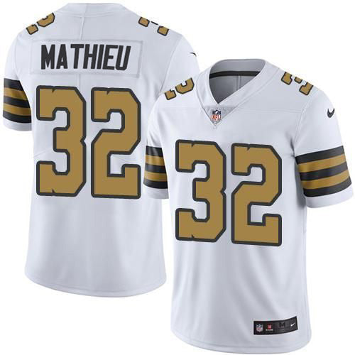 Mens New Orleans Saints #32 Tyrann Mathieu White Color Rush Limited Stitched Jersey