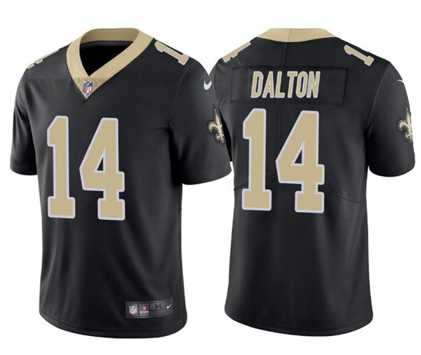 Mens New Orleans Saints #14 Andy Dalton Black Vapor Limited Stitched Jersey