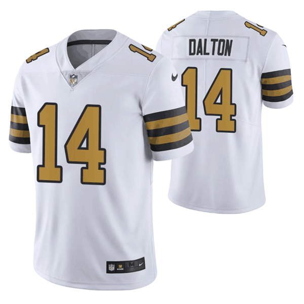 Mens New Orleans Saints #14 Andy Dalton White Color Rush Stitched Jersey