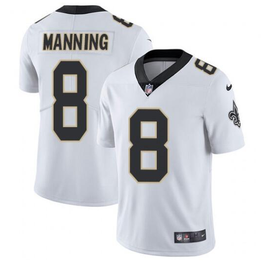 Mens New Orleans Saints #8 Archie Manning 2021 White Vapor Untouchable Limited Stitched Jersey