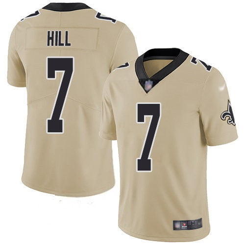 Mens New Orleans Saints #7 Taysom Hill Gold Inverted Legend Stitched NFL Jersey