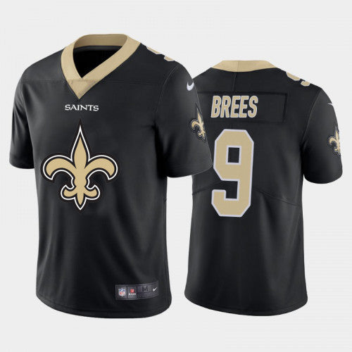 Mens New Orleans Saints #9 Drew Brees Black 2020 Team Big Logo Limited Stitched Jersey