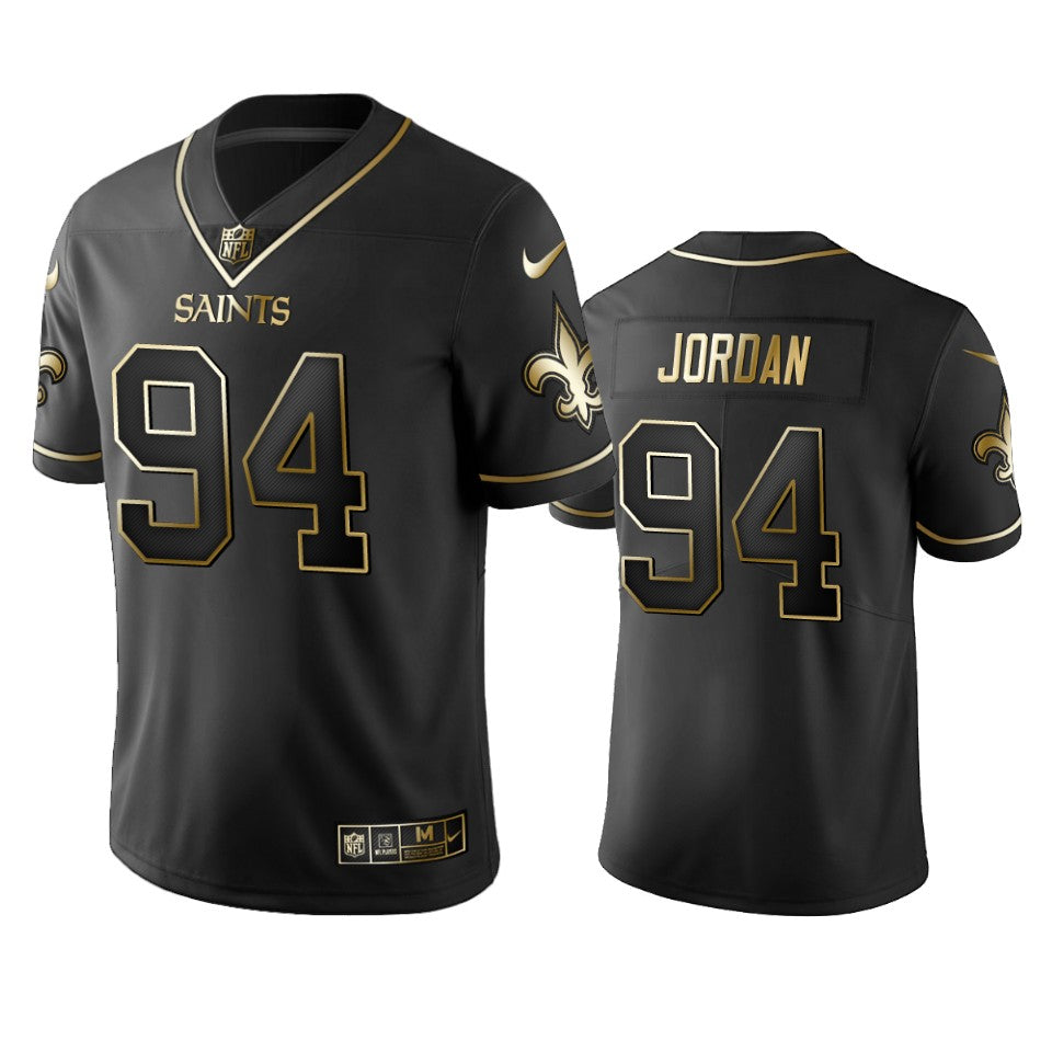 Mens New Orleans Saints #94 Cameron Jordan Black 2019 Golden Edition Limited Stitched NFL Jersey