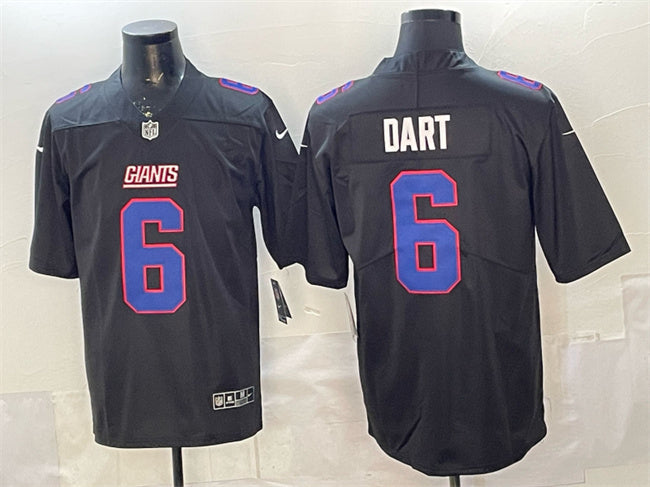 Mens New York Giants #6 Jaxson Dart Black Fashion Vapor Untouchable Limited Stitched Football Jersey