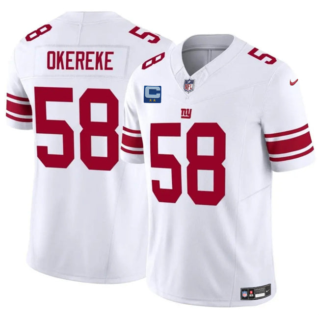 Mens New York Giants #58 Bobby Okereke White 2025 FUSE With 2-Star C Patch Vapor Untouchable Limited Stitched Jersey