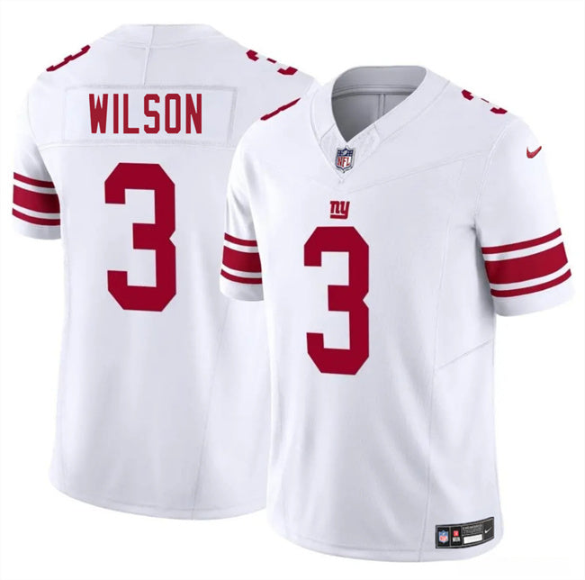 Mens New York Giants #3 Russell Wilson White 2025 FUSE Vapor Untouchable Limited Stitched Jersey