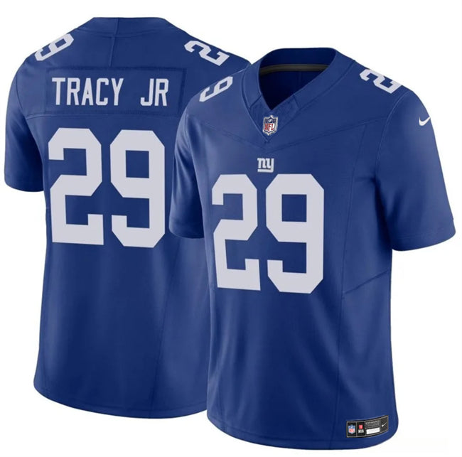 Mens New York Giants #29 Tyrone Tracy Jr Blue 2023 FUSE Vapor Untouchable Limited Stitched Jersey