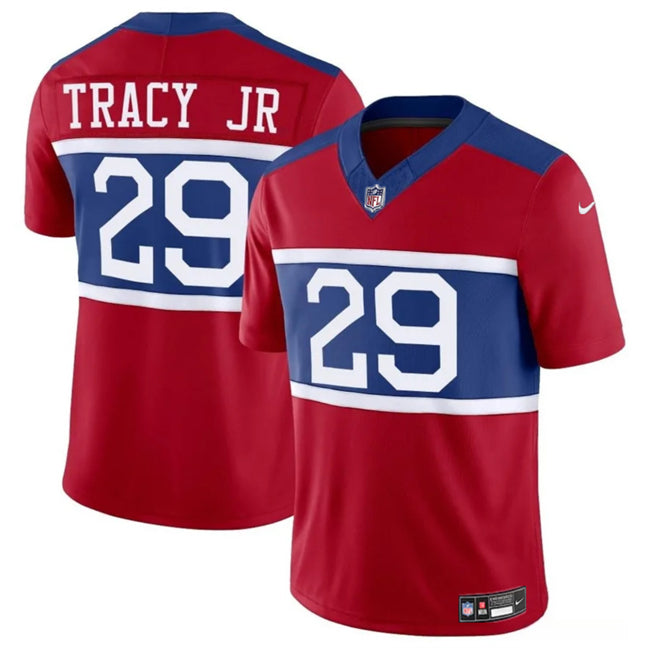 Mens New York Giants #29 Tyrone Tracy Jr Red Alternate Vapor FUSE Limited Stitched Football Jersey
