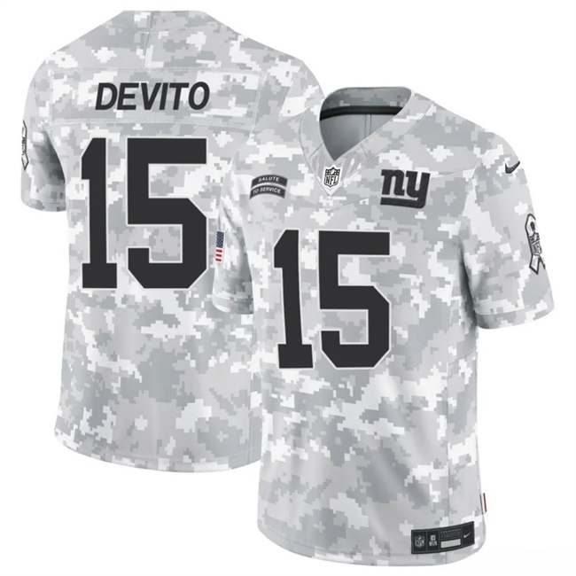 Mens New York Giants #15 Tommy DeVito 2024 FUSE Arctic Camo Salute to Service Limited Stitched Football Jersey
