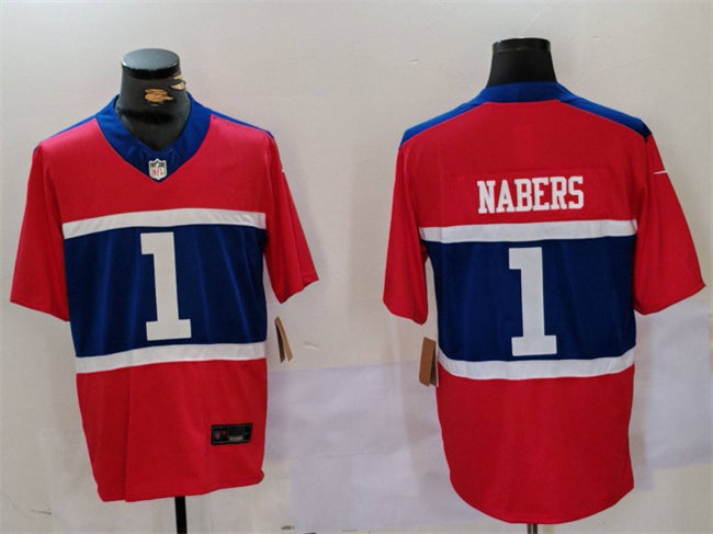 Mens New York Giants #1 Malik Nabers Red 2024 FUSE Vapor Untouchable Limited Stitched Jersey