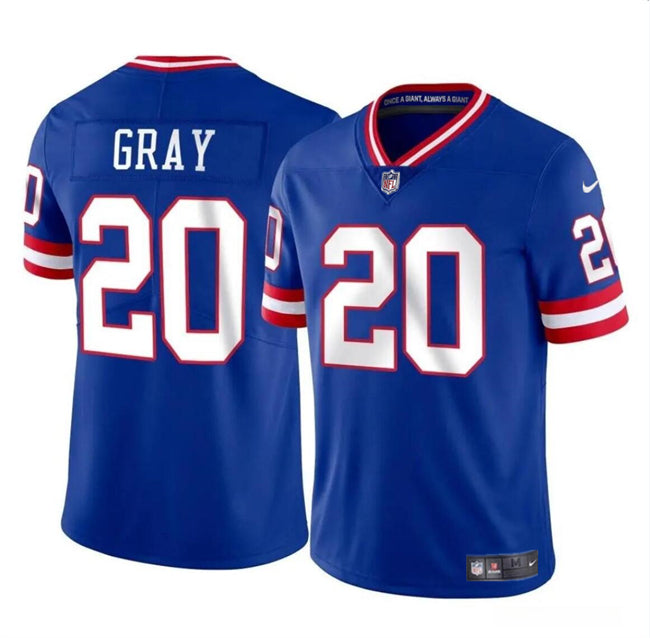 Mens New York Giants #20 Eric Gray Royal Throwback Vapor Untouchable Limited Stitched Jersey