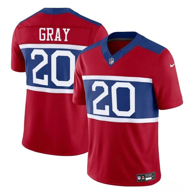 Mens New York Giants #20 Eric Gray Century Red Alternate Vapor FUSE Limited Stitched Football Jersey