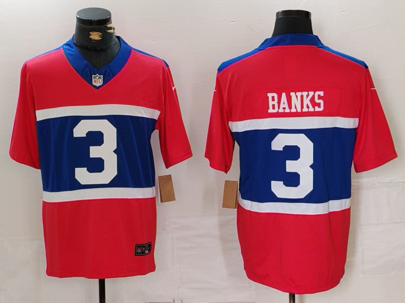 Mens New York Giants #3 Deonte Banks Century Red Alternate Vapor FUSE Limited Stitched Football Jersey