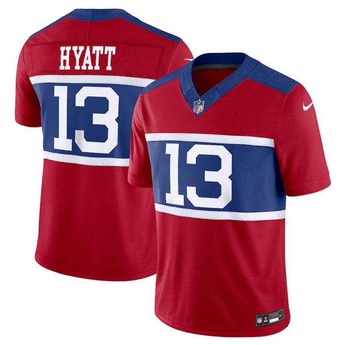 Mens New York Giants #13 Jalin Hyatt Century Red Alternate Vapor FUSE Limited Stitched Football Jersey