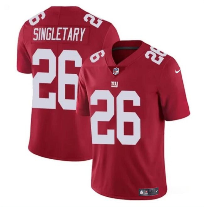 Mens New York Giants #26 Devin Singletary Red Vapor Untouchable Limited Stitched Jersey