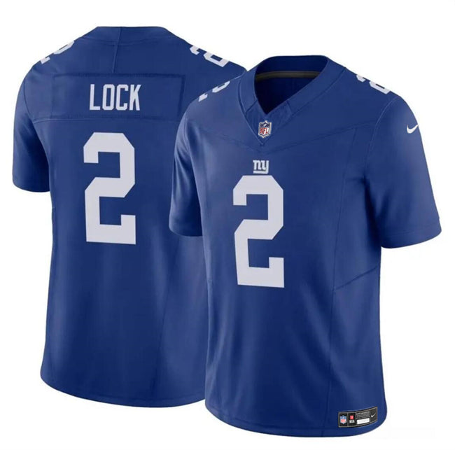 Mens New York Giants #2 Drew Lock Blue 2023 FUSE Vapor Untouchable Limited Stitched Jersey