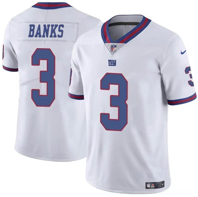 Mens New York Giants #3 Deonte Banks White Limited Stitched Jersey