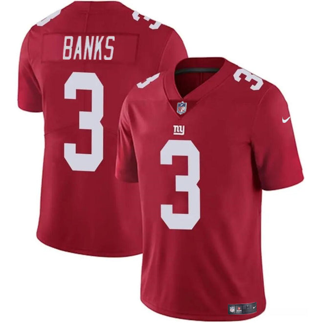 Mens New York Giants #3 Deonte Banks Red 2023 FUSE Vapor Untouchable Limited Stitched Jersey