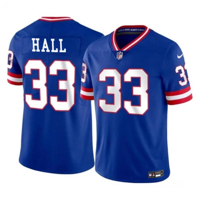 Mens New York Giants #33 Hassan Hall Royal Throwback Limited Stitched Jersey