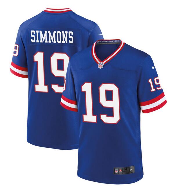 Mens New York Giants #19 Isaiah Simmons Royal Classic Stitched Game Jersey
