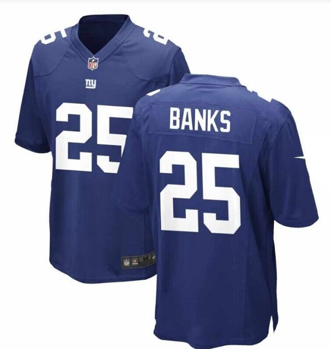 Mens New York Giants #25 Deonte Banks Rush Blue Stitched Game Jersey