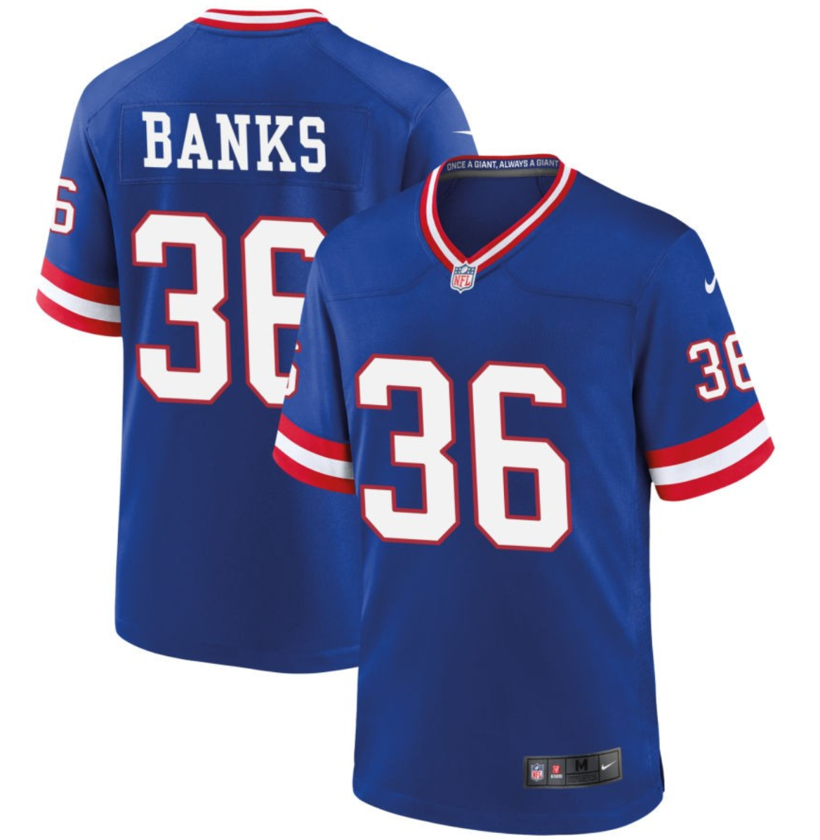 Mens New York Giants #36 Deonte Banks Royal Classic 2023 Draft Stitched Game Jersey