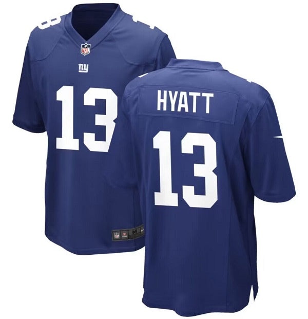 Mens New York Giants #13 Jalin Hyatt Royal Stitched Game Jersey