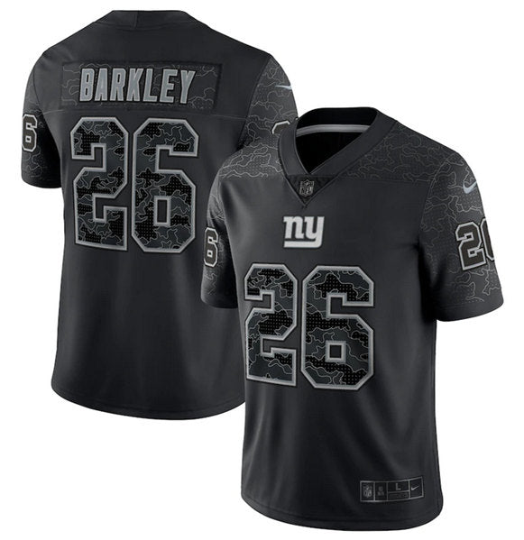 Mens New York Giants #26 Saquon Barkley Black Reflective Limited Stitched Football Jersey