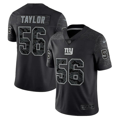Mens New York Giants #56 Lawrence Taylor Black Reflective Limited Stitched Football Jersey
