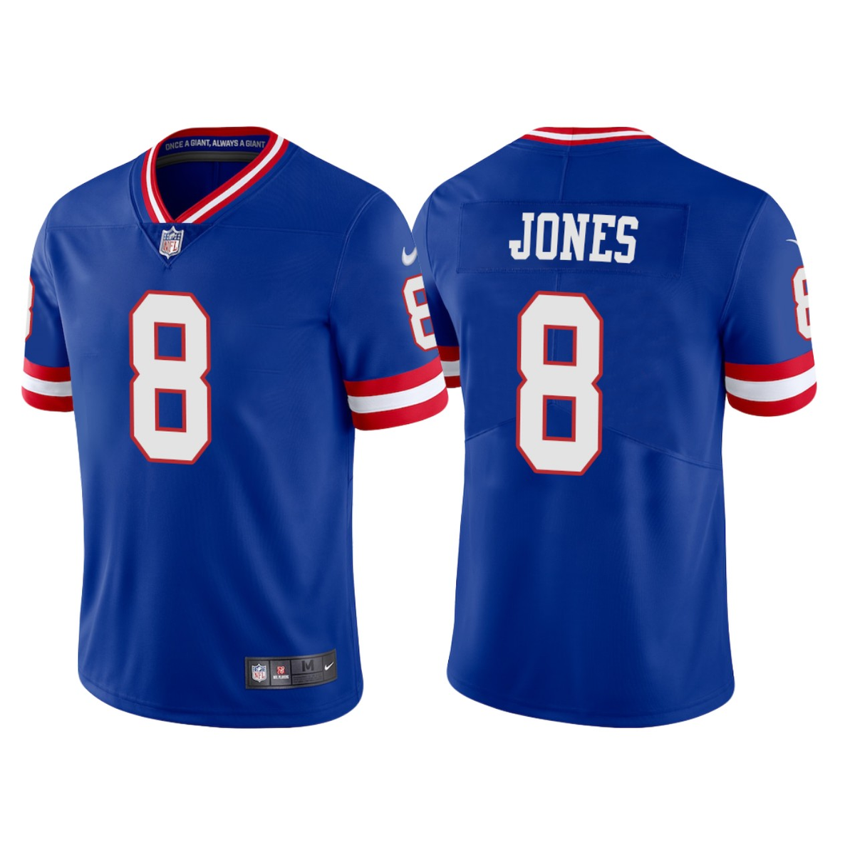 Mens New York Giants #8 Daniel Jones Royal Vapor Classic Retired Player Stitched Game Jersey