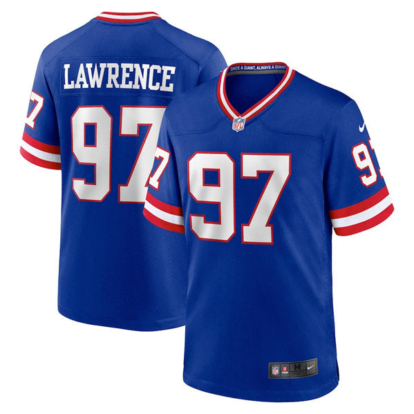 Mens New York Giants #97 Dexter Lawrence Royal Classic Retired Player Stitched Game Jersey