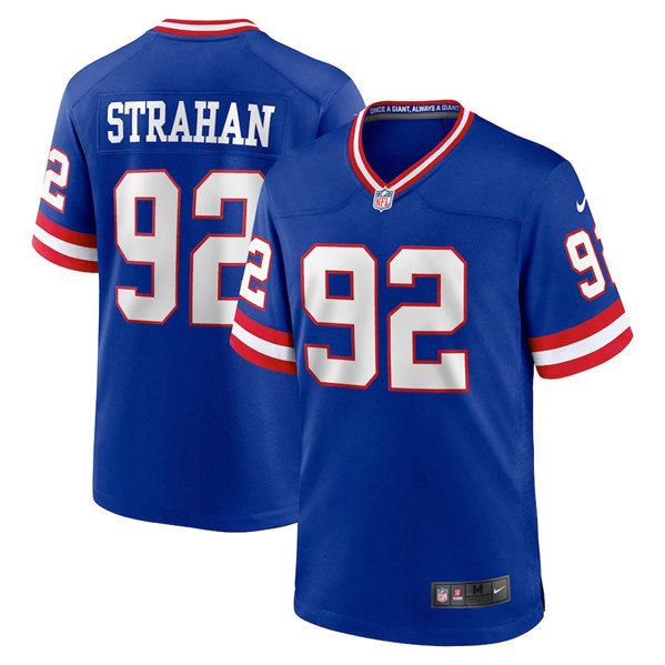 Mens New York Giants #92 Michael Strahan Royal Classic Retired Player Stitched Game Jersey