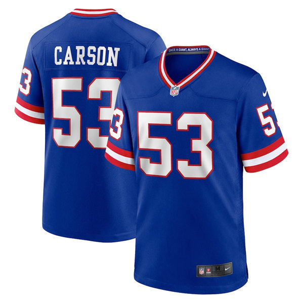 Mens New York Giants #53 Harry Carson Royal Classic Retired Player Stitched Game Jersey