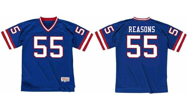 Mens New York Giants #55 Gary Reasons Blue Stitched Jersey