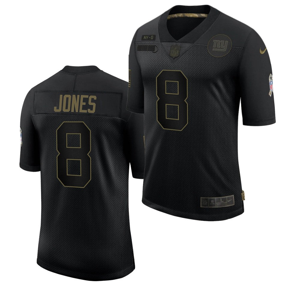 Mens New York Giants #8 Daniel Jones 2020 Black Salute To Service Limited Stitched Jersey