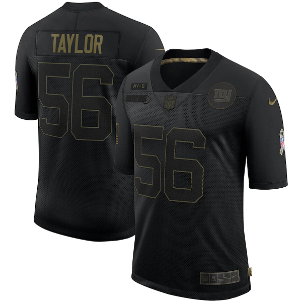 Mens New York Giants #56 Lawrence Taylor 2020 Black Salute To Service Limited Stitched Jersey