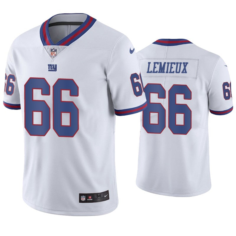 Mens New York Giants #66 Shane Lemieux White Color Rush Stitched Jersey