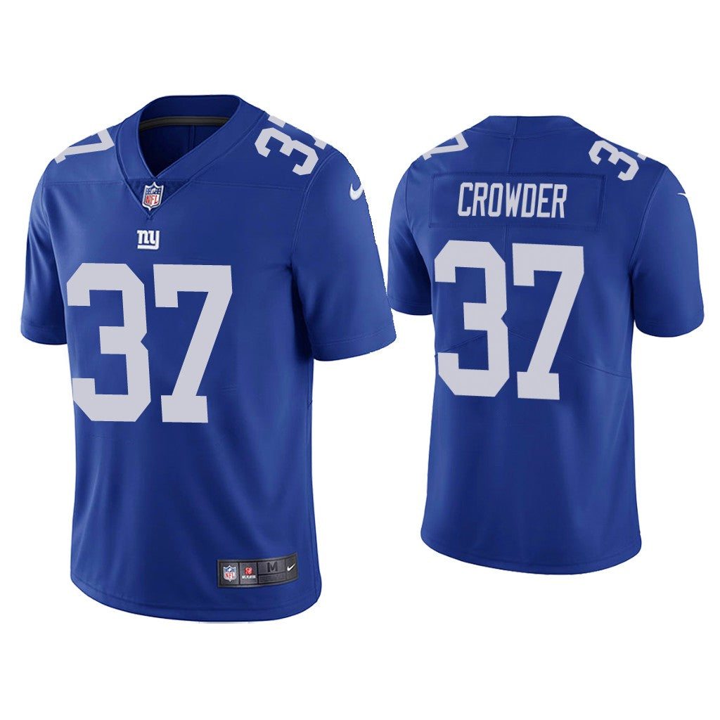 Mens New York Giants #37 Tae Crowder Blue Vapor Untouchable Limited Stitched Jersey