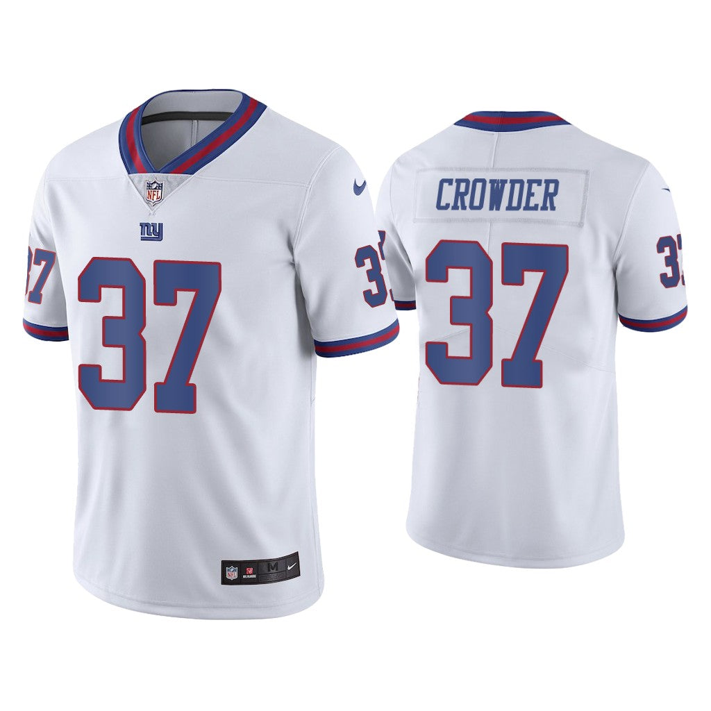 Mens New York Giants #37 Tae Crowder White Color Rush Stitched Jersey