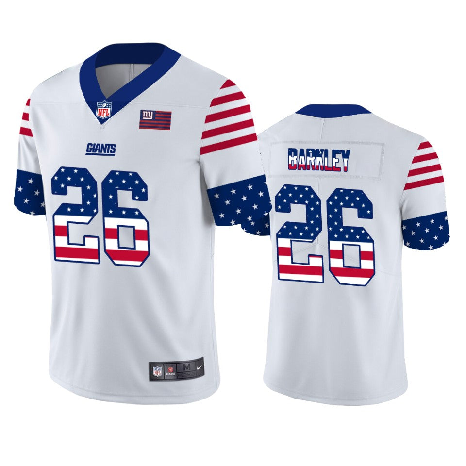 Mens New York Giants #26 Saquon Barkley White 2019 USA Flag Fashion Limited Stitched NFL Jersey