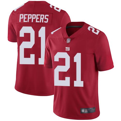 Mens New York Giants #21 Jabrill Peppers Red Vapor Untouchable Limited Stitched NFL Jersey